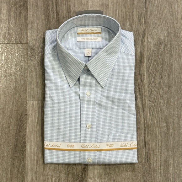 Roundtree & Yorke Other - NWT Gold Label Roundtree & Yorke Dress Shirt Mens Size 16 / 33 Blue Non-Iron